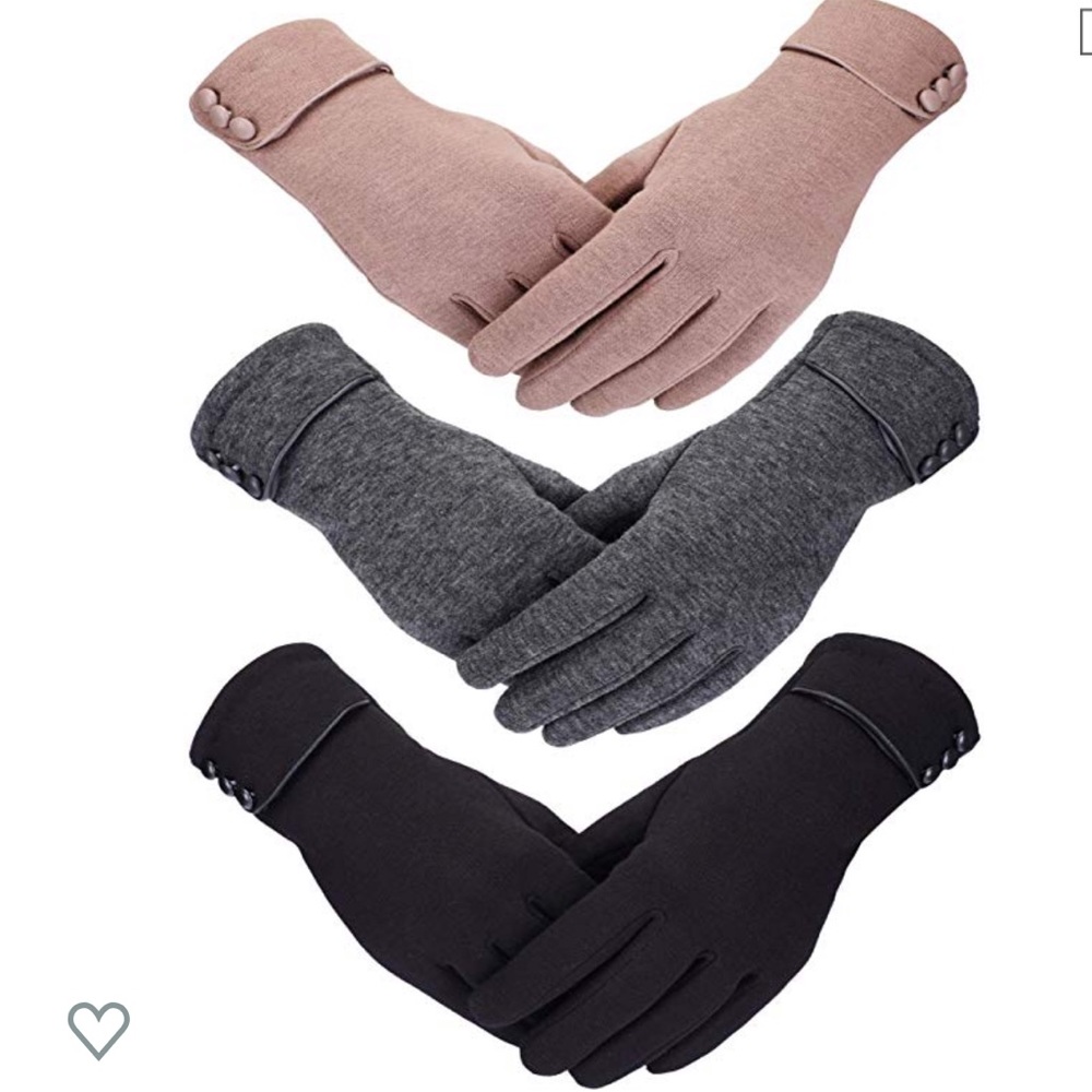 3 pairs women’s Fall Gloves, Black, Grey, Khaki